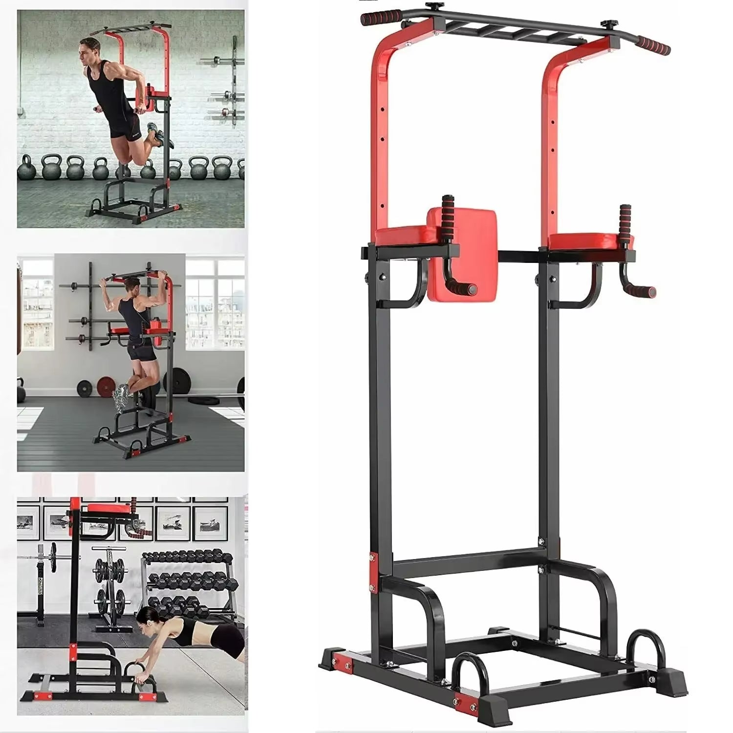 Power Tower Pull up Bar Strength Bodybuilding Standing 200Kg Workout Equipments Ultra-Functional Dip Station Home Fitness